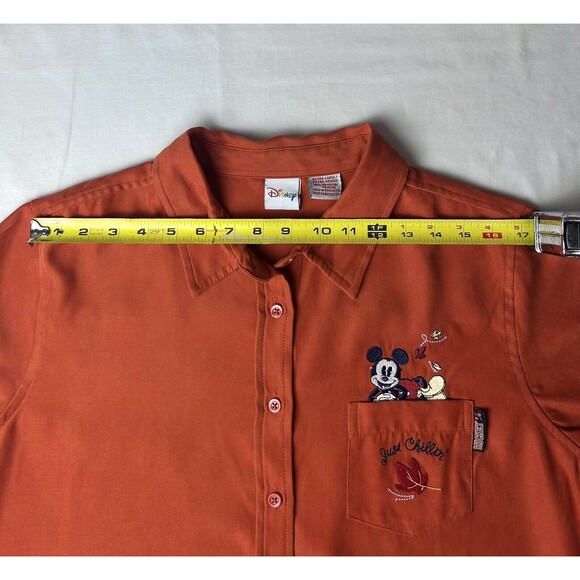 Disney Unisex XL Long Sleeve Button Up Mickey Mouse Soft Just Chillin Shirt - Picture 3 of 10